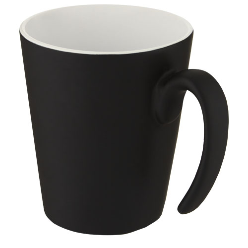 Mug en céramique publicitaire avec anse 360 ml Oli Blanc / Noir